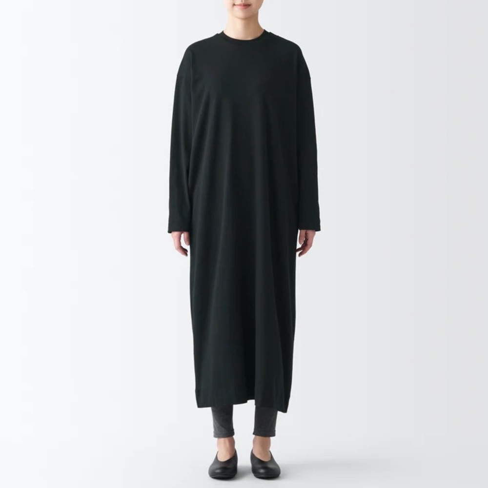 MUJI long sleeve maxi dress fleece fabric